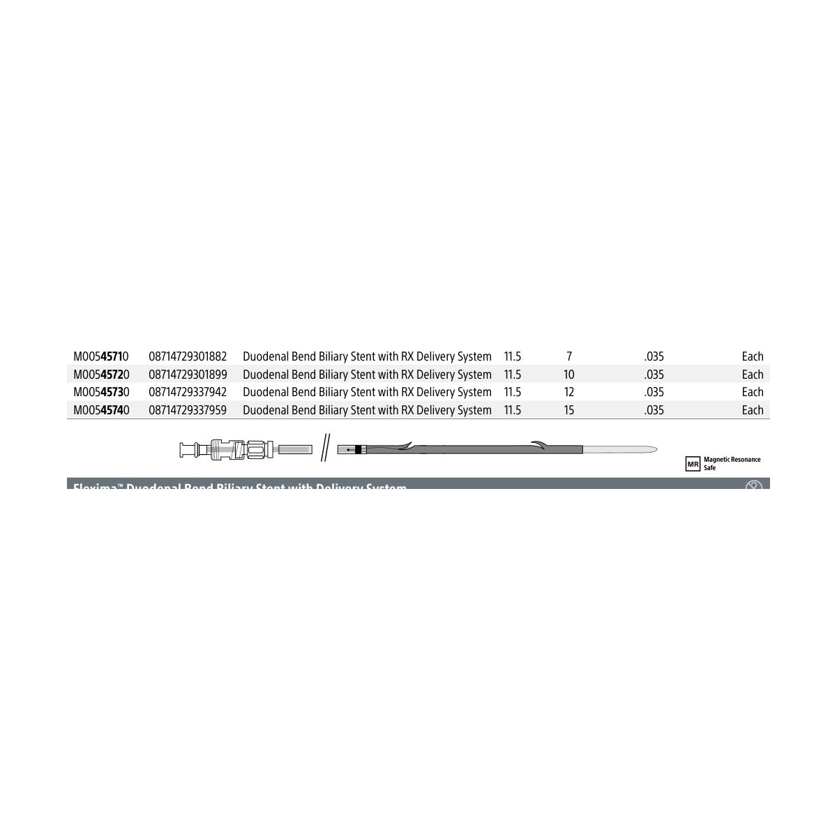Boston Scientific Flexima ™ Duodenal Bend Biliary Stent with Delivery System
