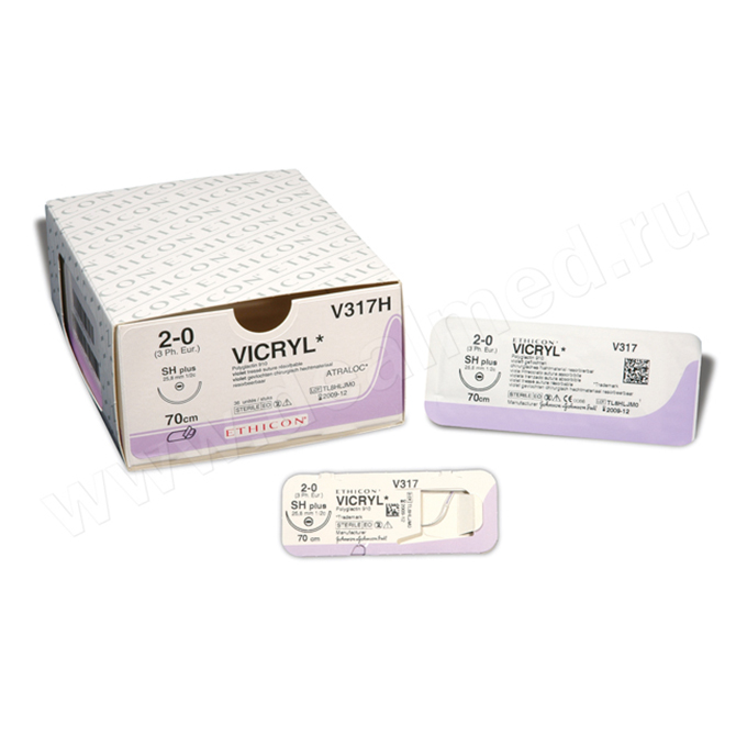 Vicryl 3/0, 75 cm, violet, count. 26 mm, 1/2 (pack of 12 pcs), pack